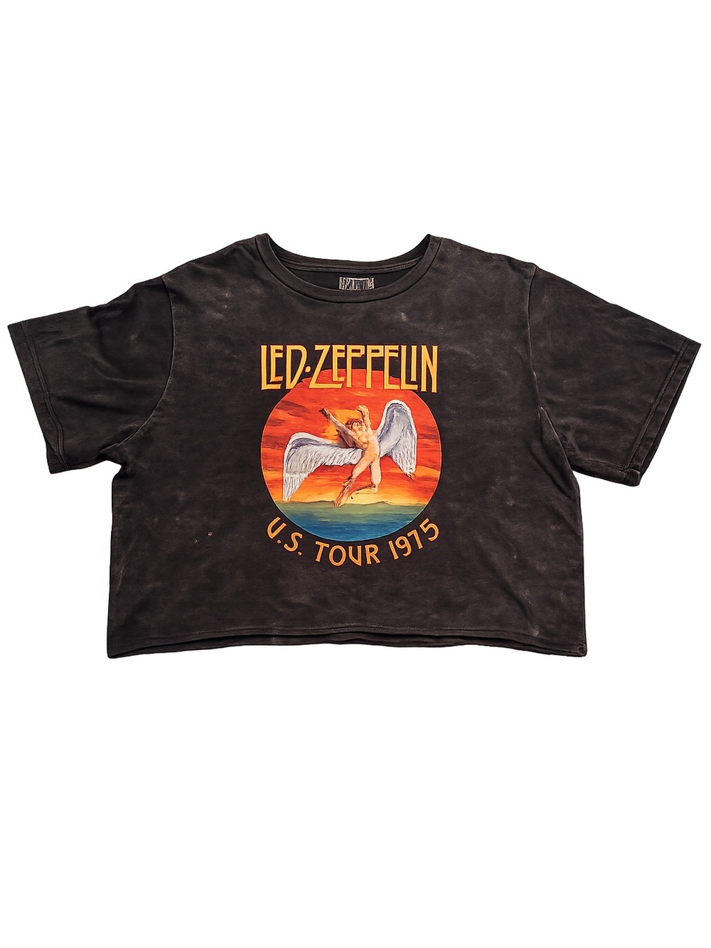Led Zeppelin Black Vintage Graphic Crop Top